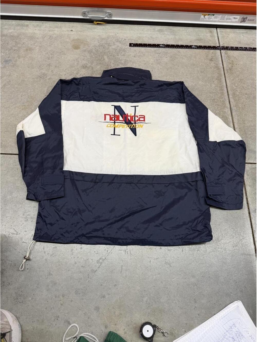 vintage nautica competition made in usa white and navy zip up track jacket xl